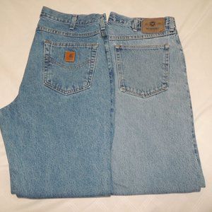 LOT OF 2 CARHARTT & WRANGLER Denim Jeans Sz. 35x32